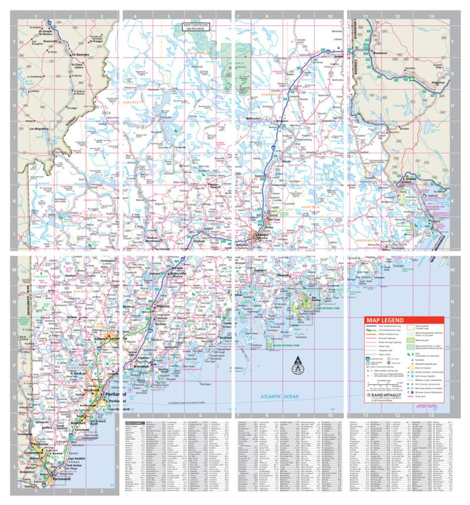 Maine State Highway Laminated Map by Rand McNally (Easy to Fold) - South Map