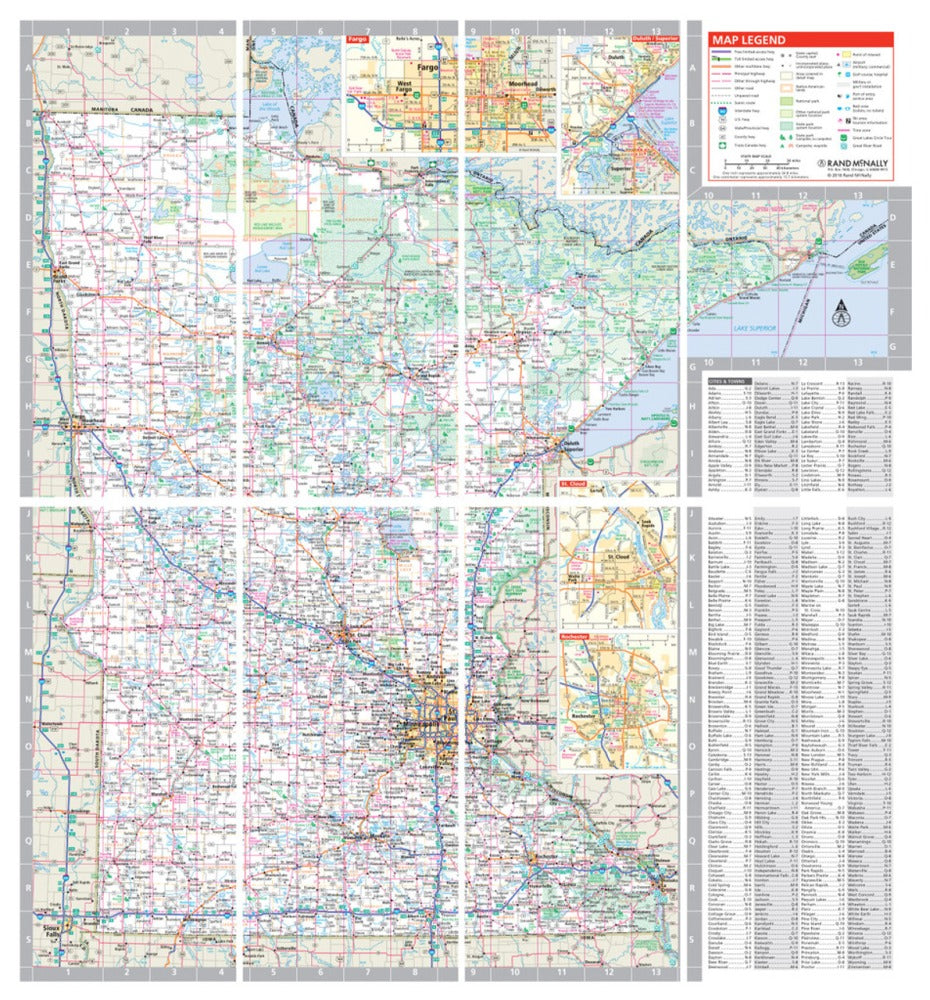 Minnesota State Highway Laminated Map by Rand McNally (Easy to Fold) - Map