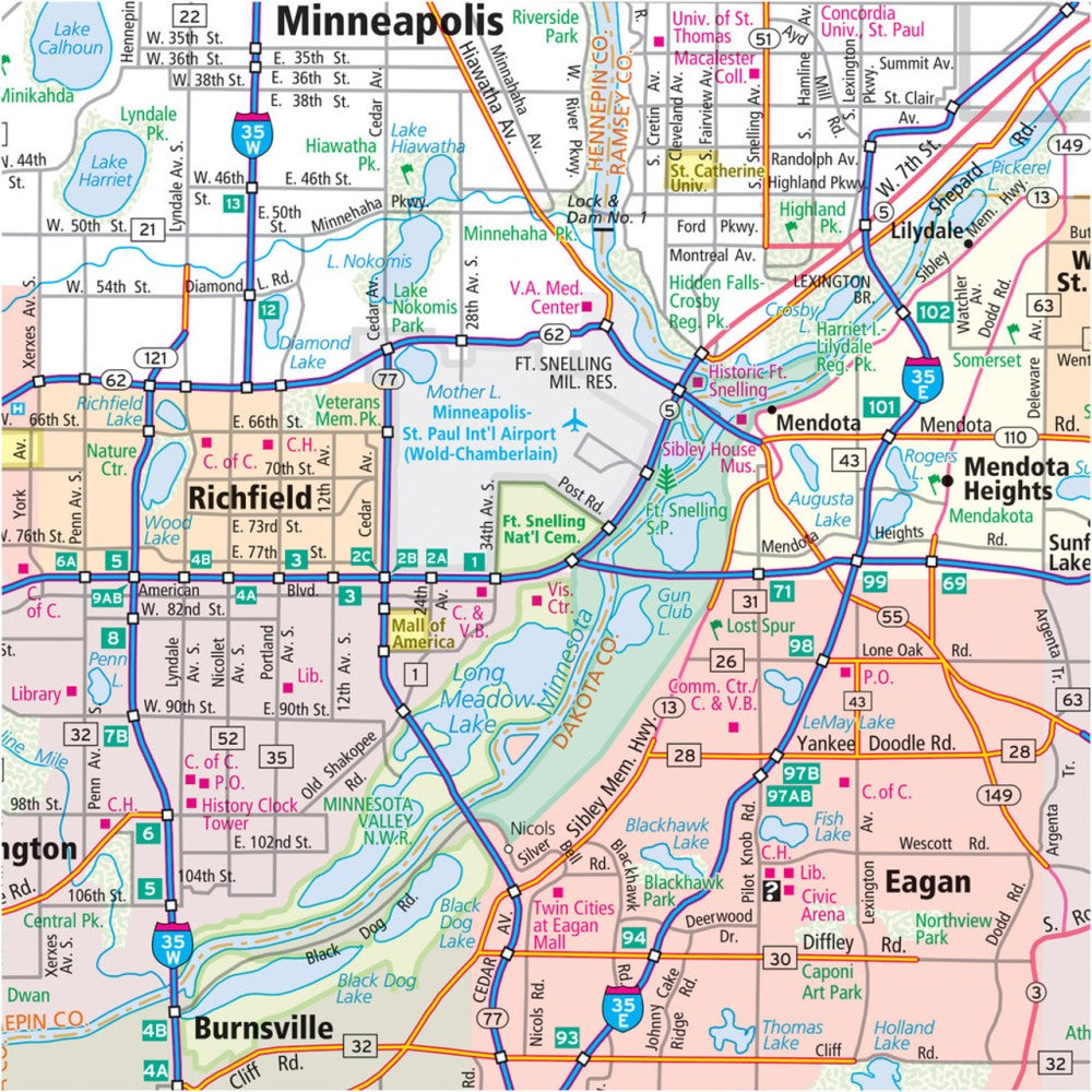 Minnesota State Highway Laminated Map by Rand McNally (Easy to Fold) - Map Detail