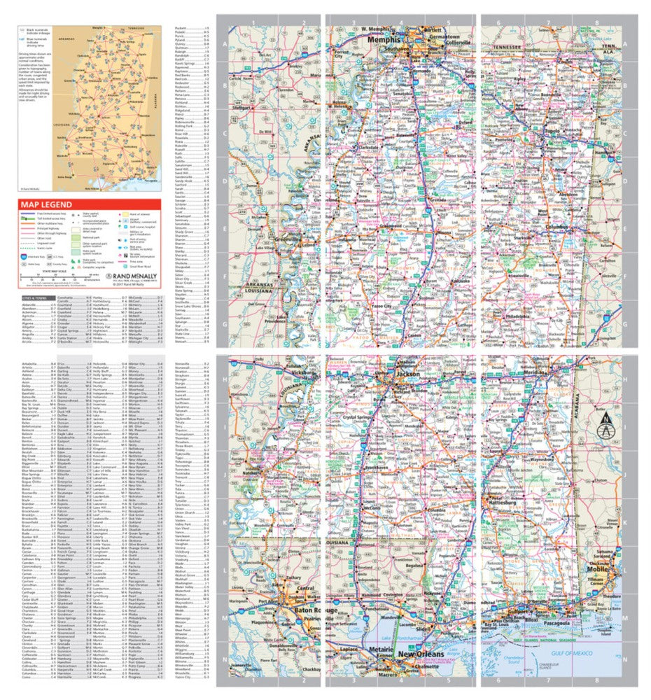 Mississippi State Highway Laminated Map by Rand McNally (Easy to Fold) - Map