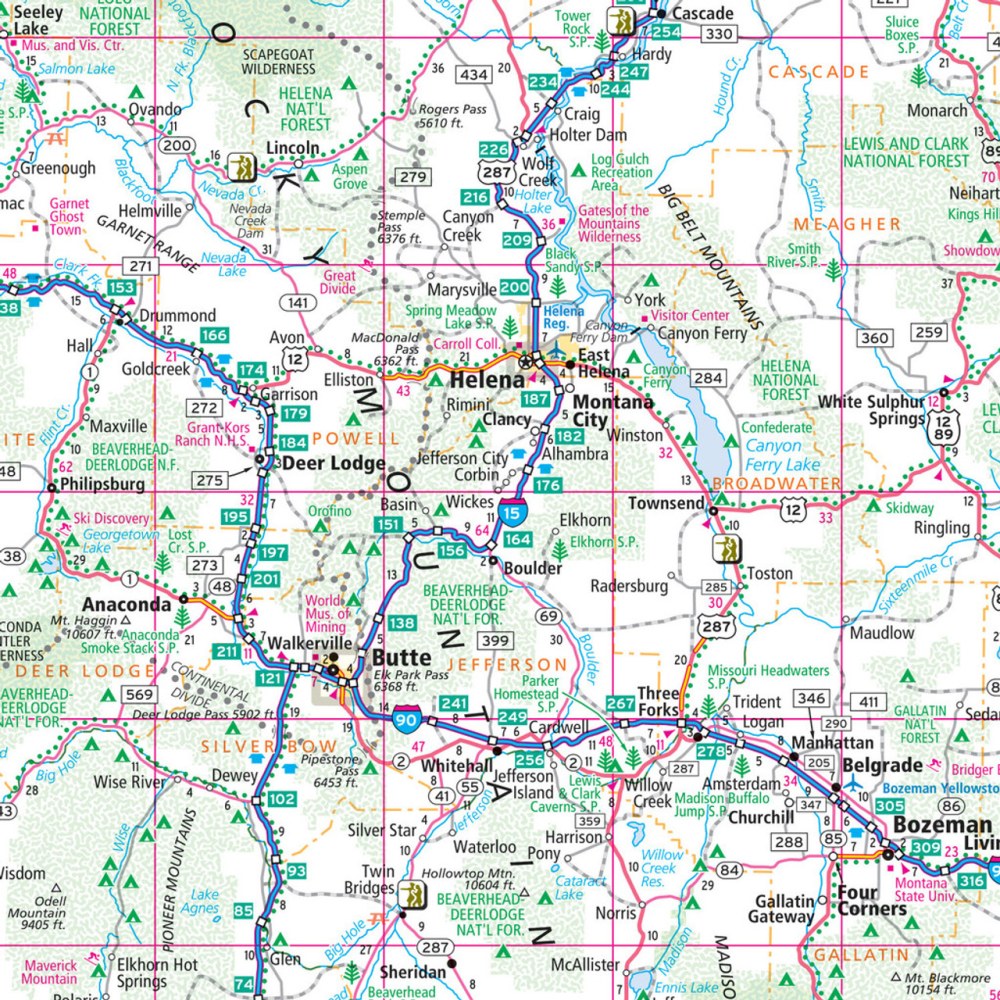 Montana & Wyoming State Highway Laminated Map by Rand McNally (Easy to Fold) - Map Detail