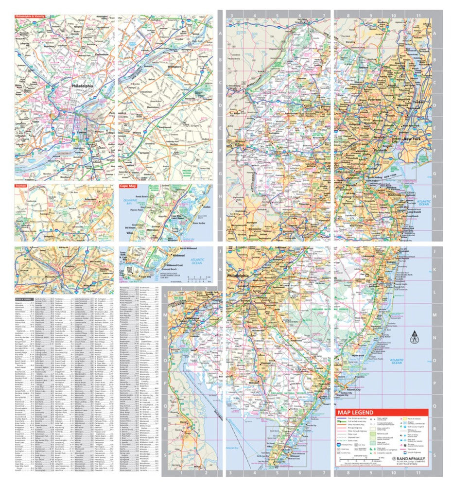 New Jersey State Highway Laminated Map by Rand McNally (Easy to Fold) - Map