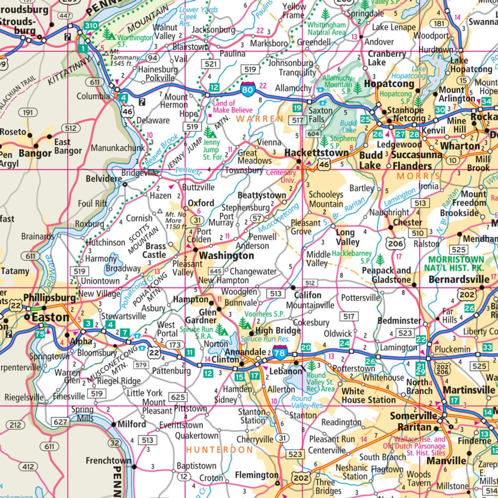 New Jersey State Highway Laminated Map by Rand McNally (Easy to Fold) - Map Detail