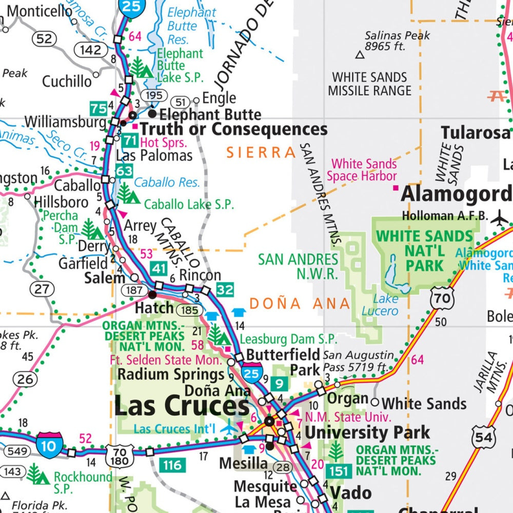 New Mexico State Highway Laminated Map by Rand McNally (Easy to Fold) - Map Detail