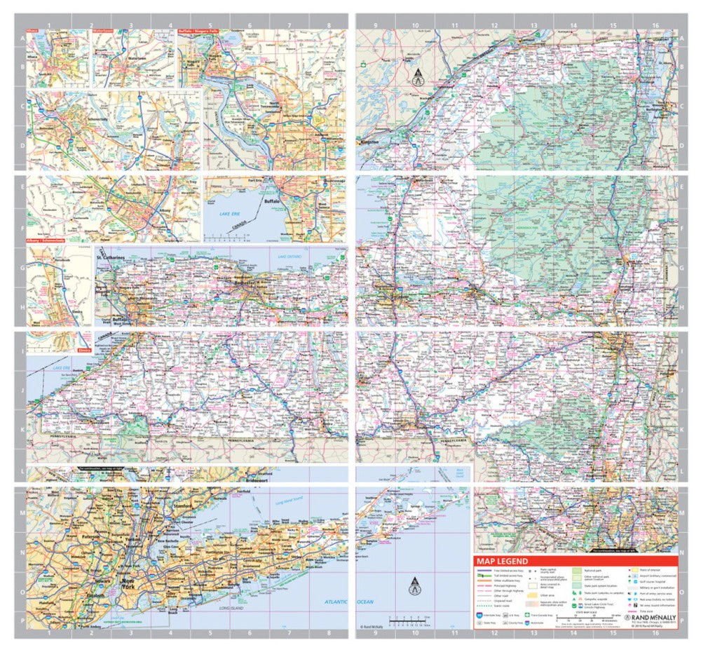 New York State Highway Laminated Map by Rand McNally (Easy to Fold) - Map