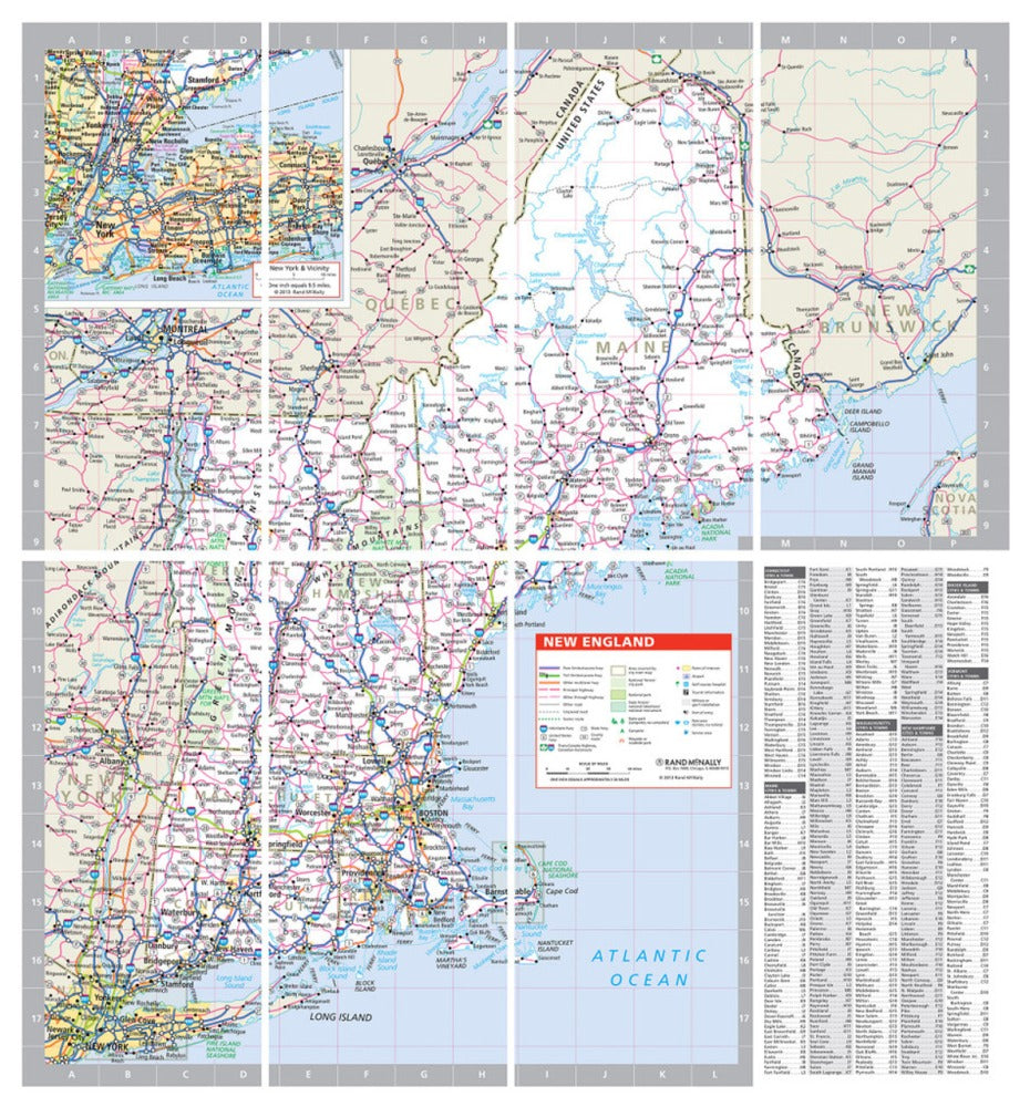 New England Regional Area Highway Laminated Map by Rand McNally (Easy to Fold) - Map