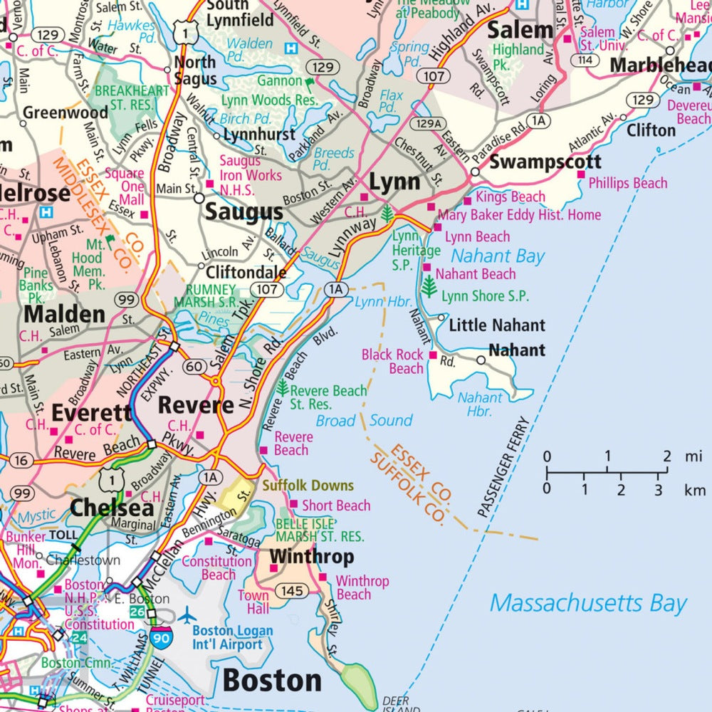 New England Regional Area Highway Laminated Map by Rand McNally (Easy to Fold) - Map Detail