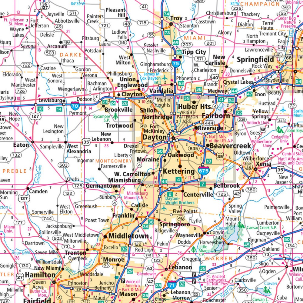 Ohio State Highway Laminated Map by Rand McNally (Easy to Fold) - Map Detail