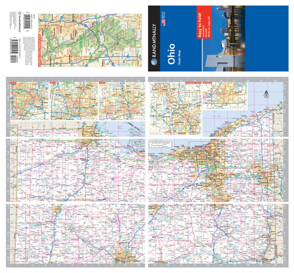Ohio State Highway Laminated Map by Rand McNally (Easy to Fold) - North Map