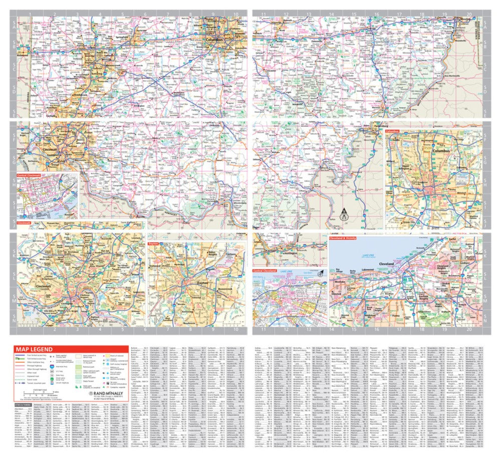 Ohio State Highway Laminated Map by Rand McNally (Easy to Fold) - South Map
