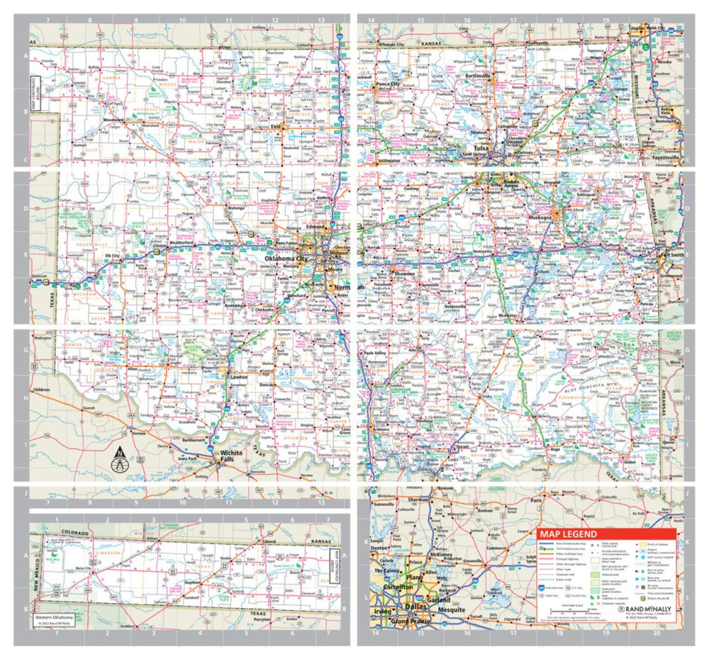 Oklahoma State Highway Laminated Map by Rand McNally (Easy to Fold) - Map