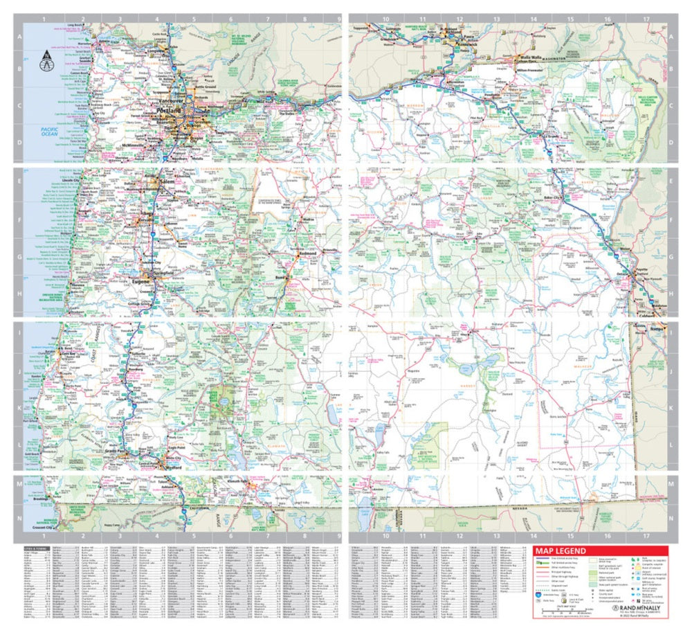 Oregon State Highway Laminated Map by Rand McNally (Easy to Fold) - Map