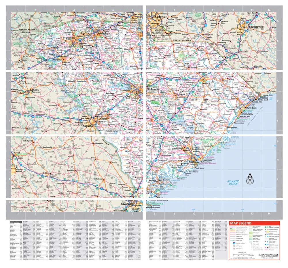 South Carolina State Highway Laminated Map by Rand McNally (Easy to Fold) - Map