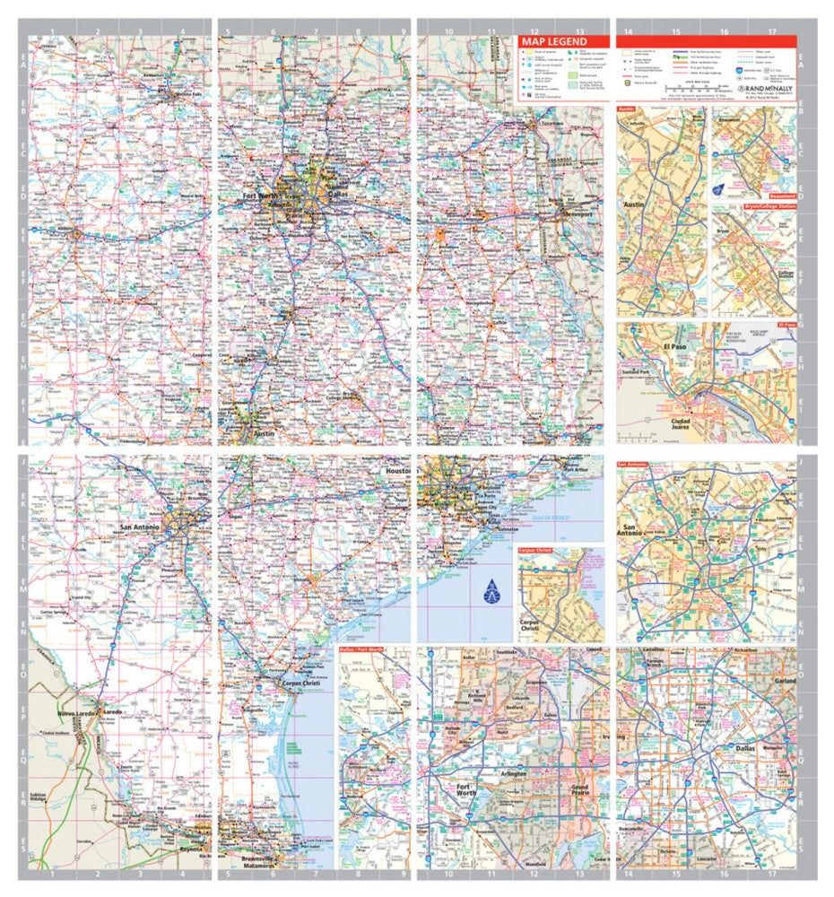 Texas State Highway Laminated Map by Rand McNally (Easy to Fold) - East Map
