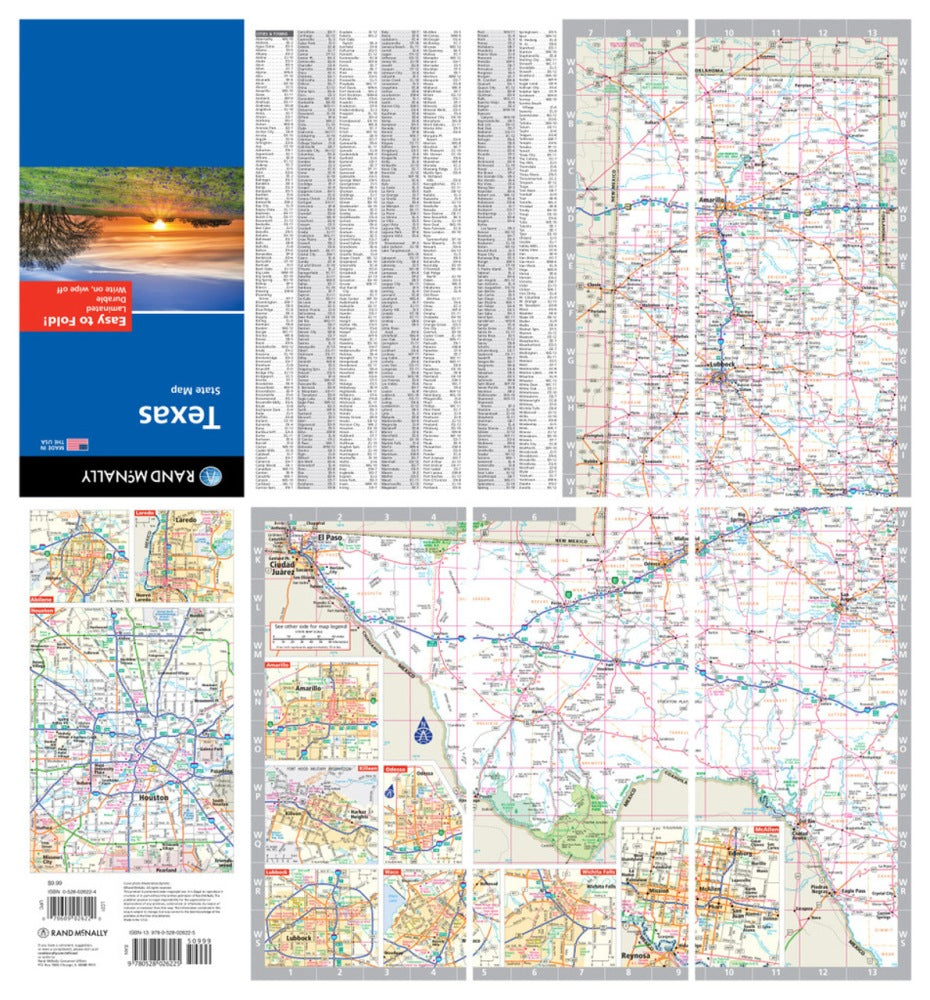 Texas State Highway Laminated Map by Rand McNally (Easy to Fold) - West Map