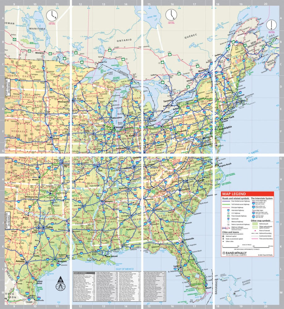 United States Interstate Highway Laminated Map by Rand McNally (Easy to Fold) - East Map