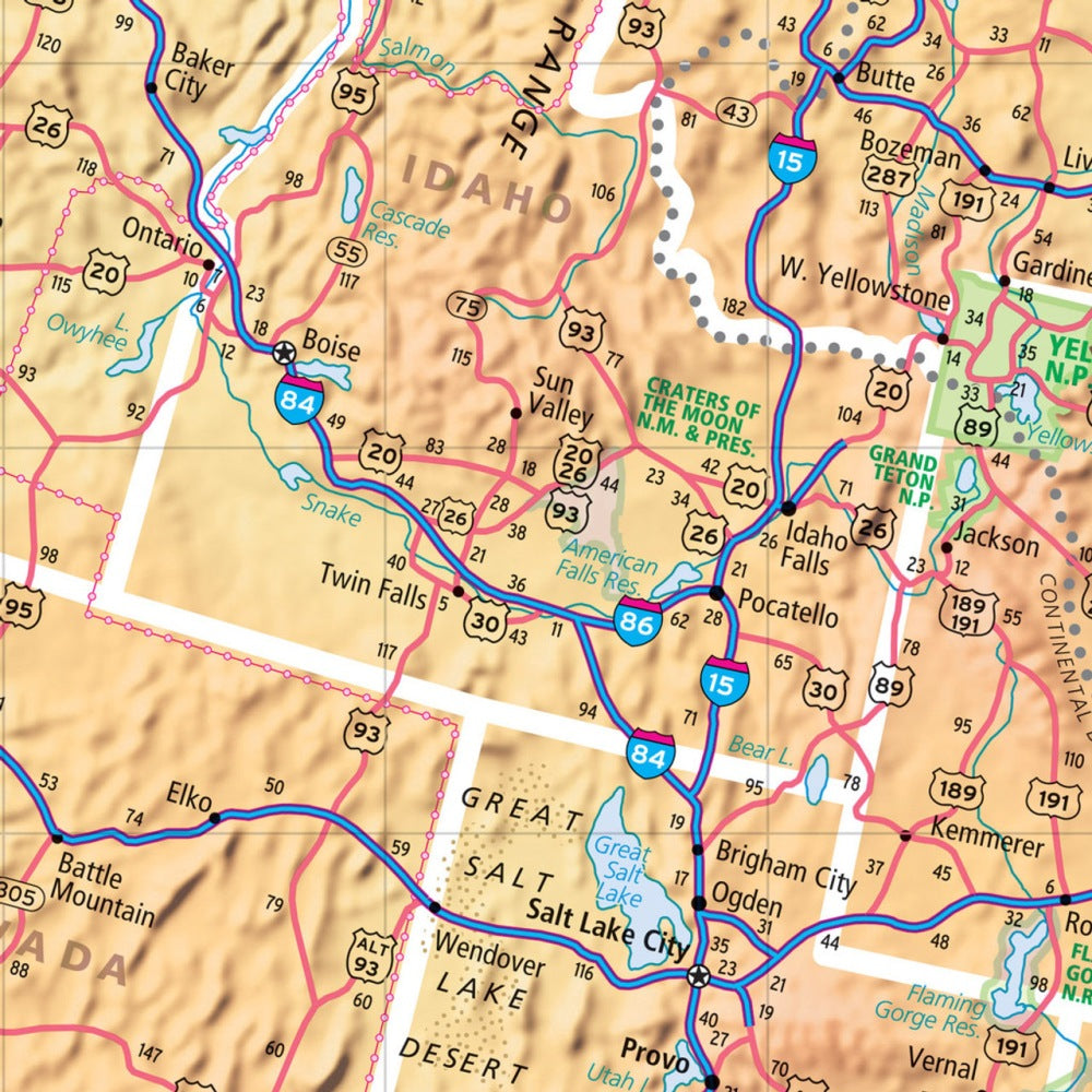 United States Interstate Highway Laminated Map by Rand McNally (Easy to Fold) - Map Detail
