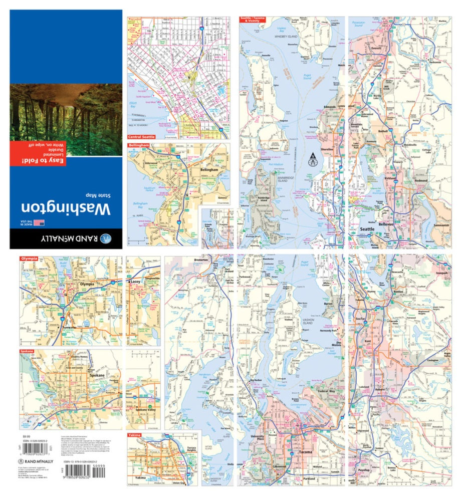 Washington State Highway Laminated Map by Rand McNally - Easy to Fold ...