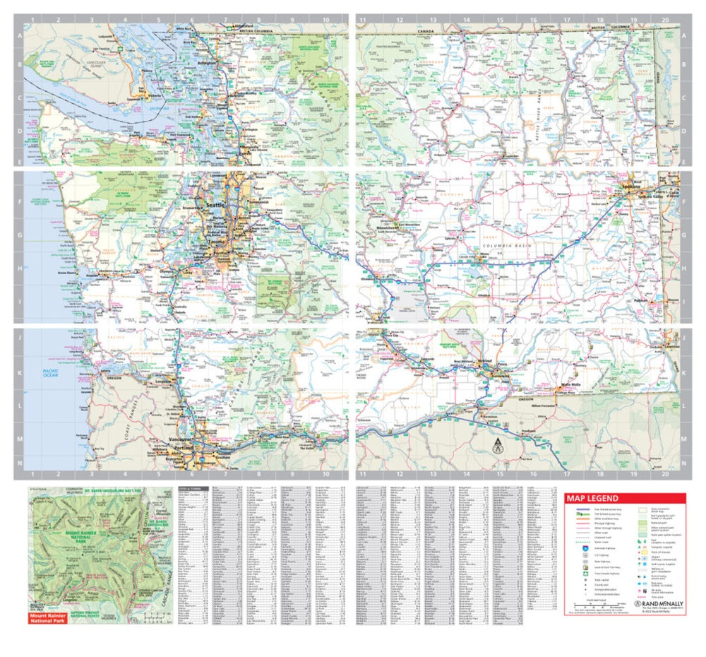 Washington State Highway Laminated Map by Rand McNally (Easy to Fold) - Map