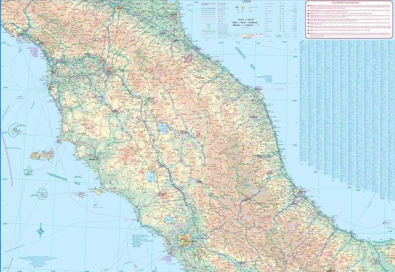 Rome & Italy Central Travel & Reference Map by ITMB - Central Italy Map