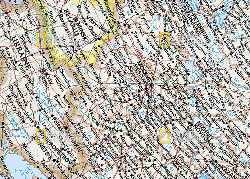Russia Wall Map by National Geographic - Map Detail
