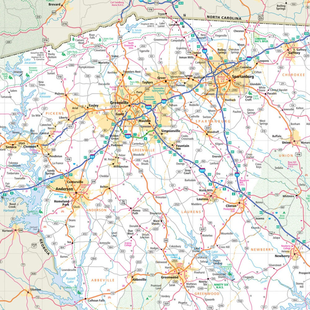 South Carolina State Highway Folded Map by Rand McNally (Easy to Read) - Map Detail