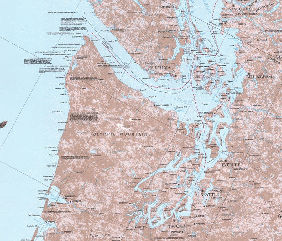 Northwest Coast Wall Map - South Half by Sobay - WA Coast Detail