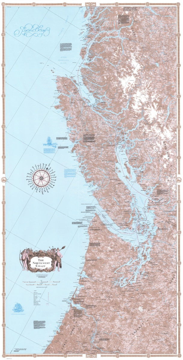 Northwest Coast Wall Map - South Half by Sobay