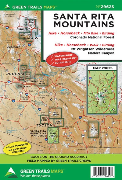 Green Trails map for the Santa Rita Mountains in Arizona