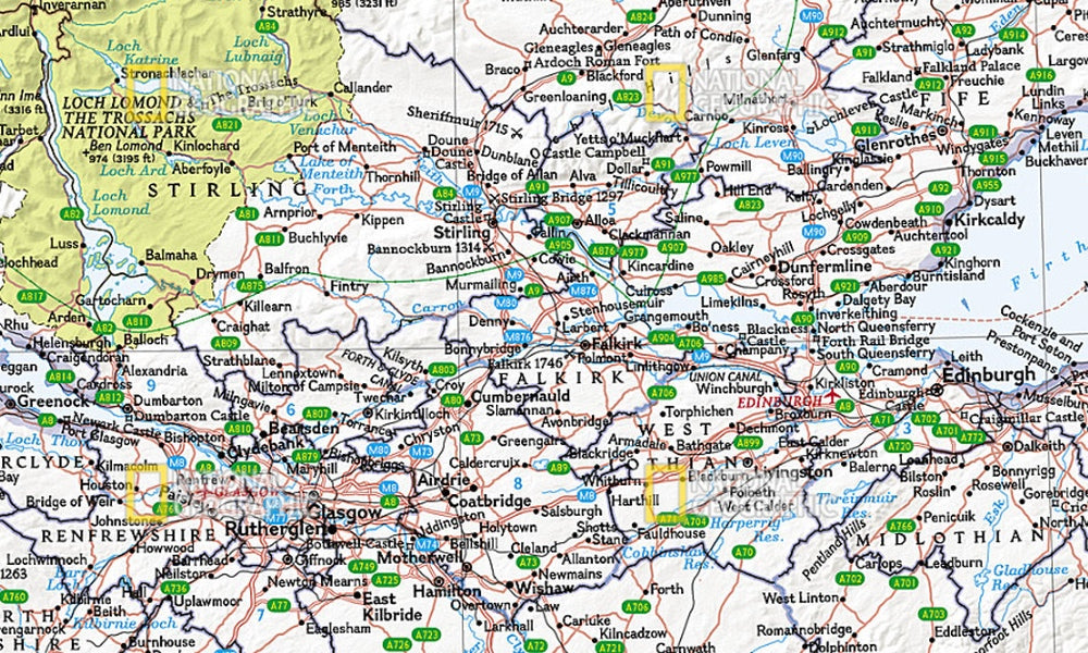 Scotland Map Zoom In Scotland Wall Map - Classic Style by National Geographic – Metsker Maps