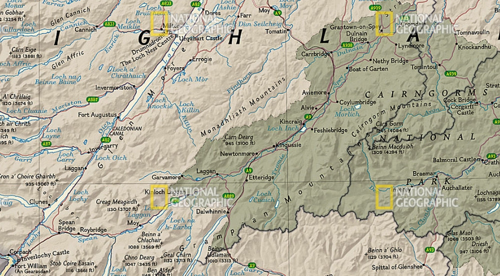 Scotland Wall Map - Executive Style by National Geographic - Map Detail