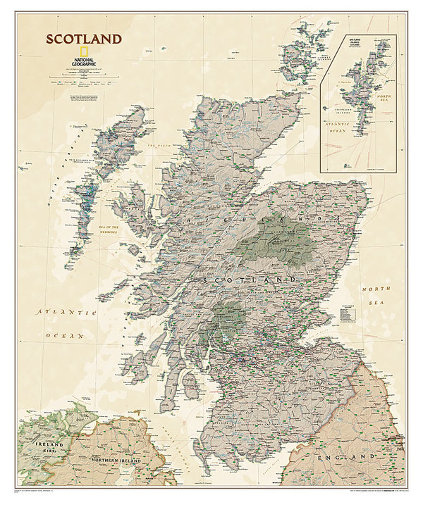 Scotland Only Map Scotland Wall Map - Executive Style by National Geographic – Metsker Maps