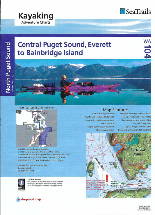 Central Puget Sound (Everett to Bainbridge Island) Kayak Chart - WA104