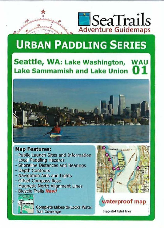 Lake Washington, Lake Sammamish & Lake Union Kayak Chart - WAU01
