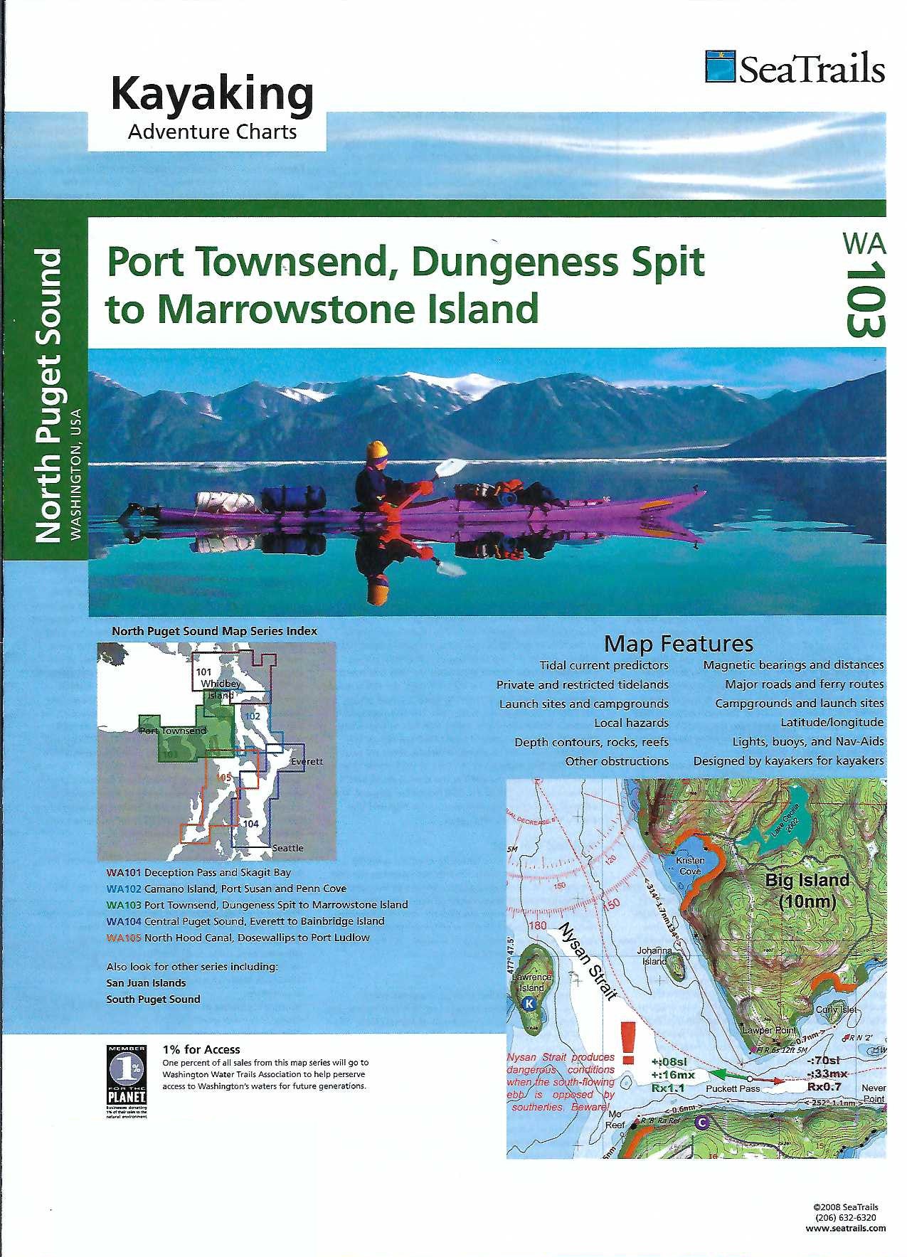 Port Townsend, Dungeness Spit to Marrowstone Island Sea Kayak Chart - WA103