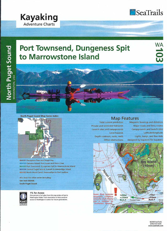 Port Townsend, Dungeness Spit to Marrowstone Island Sea Kayak Chart - WA103