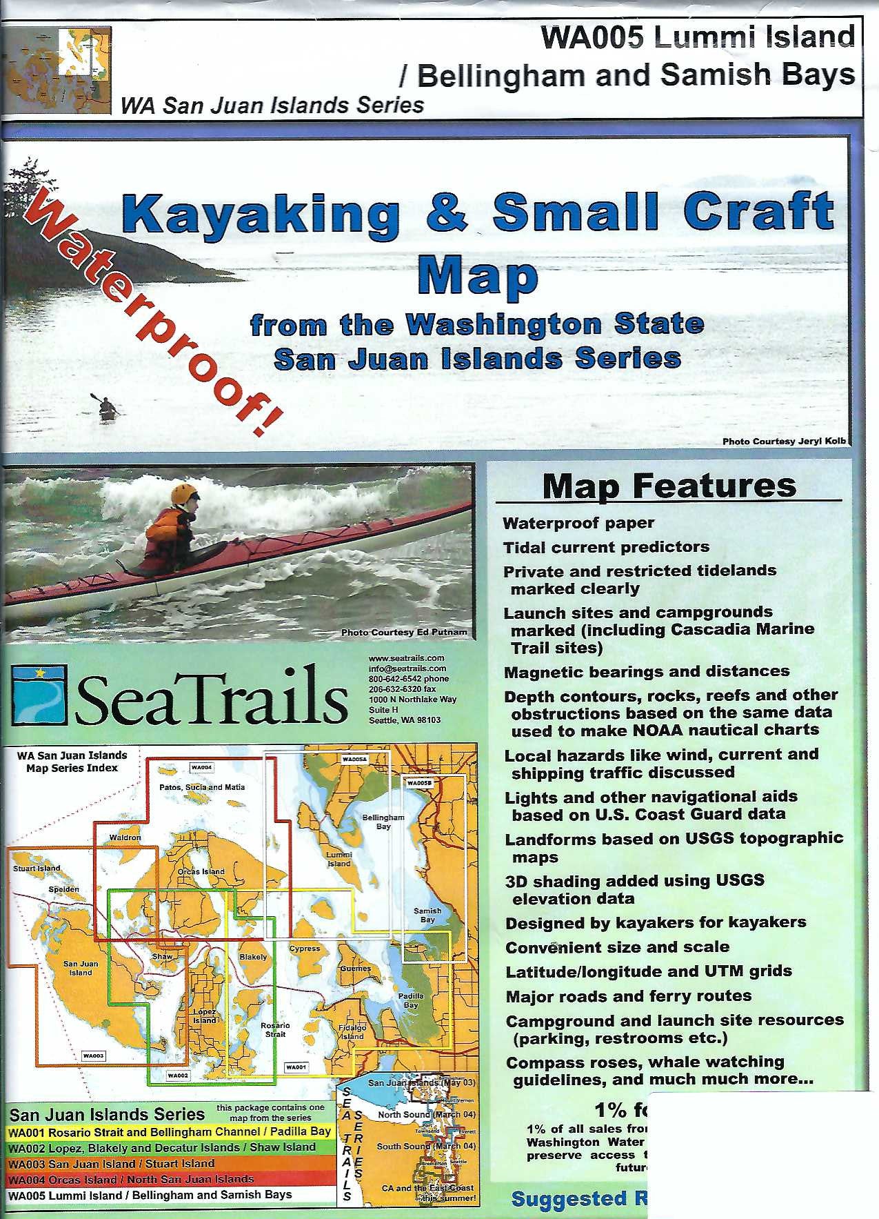 Lummi Island, Bellingham & Samish Bays Paddling Map WA005 Metsker Maps