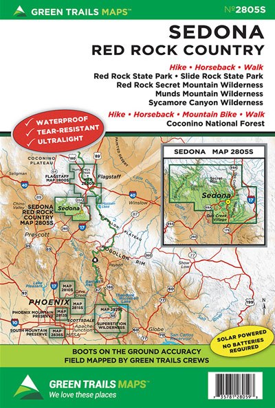Trail map for the Sedona region of Arizona