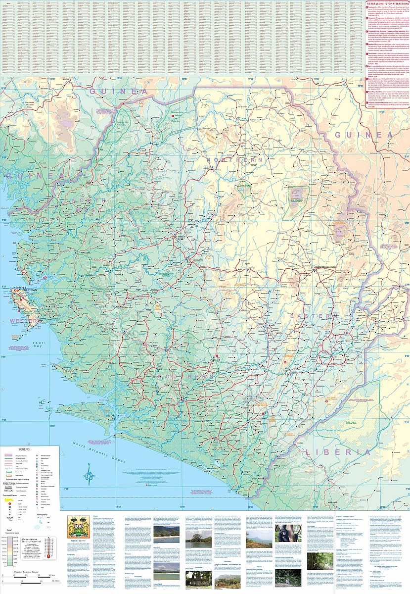 Sierra Leone & Freetown Travel & Reference Map by ITMB - Sierra Leone Map