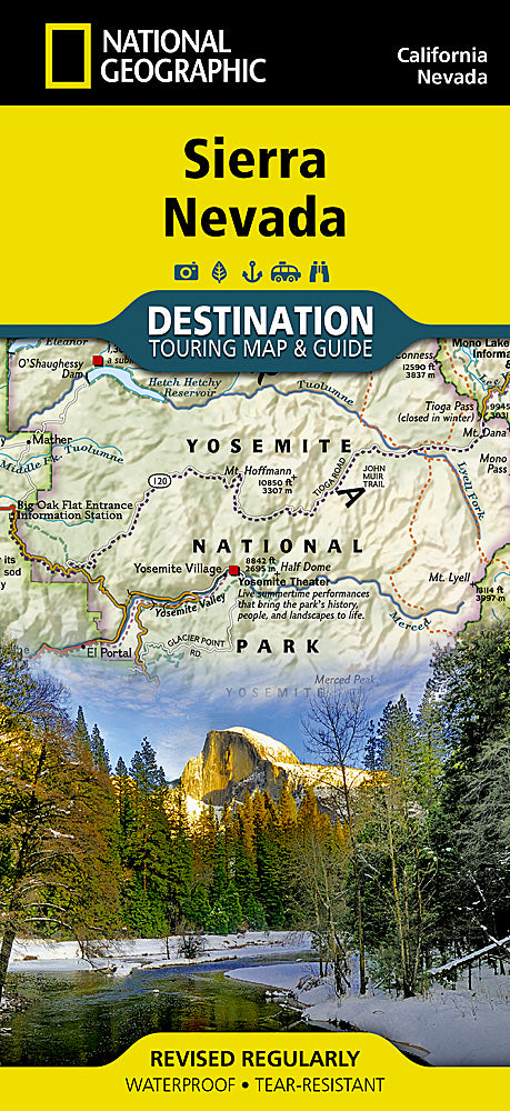 Sierra Nevada Destination Touring Map & Guide by National Geographic - Cover