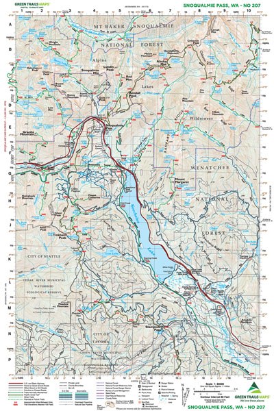 Snoqualmie Pass, WA - Green Trails Map #207