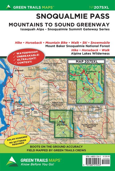 Snoqualmie Pass, WA - Green Trails Map #207SXL
