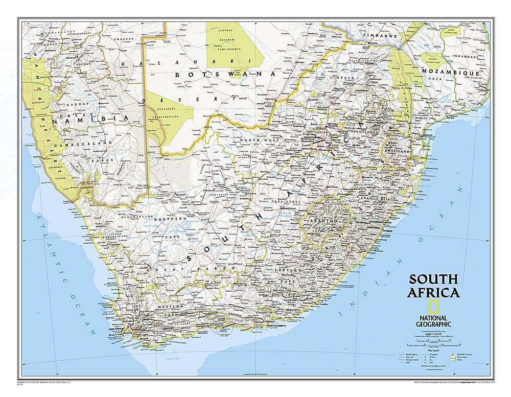 South Africa Wall Map by National Geographic