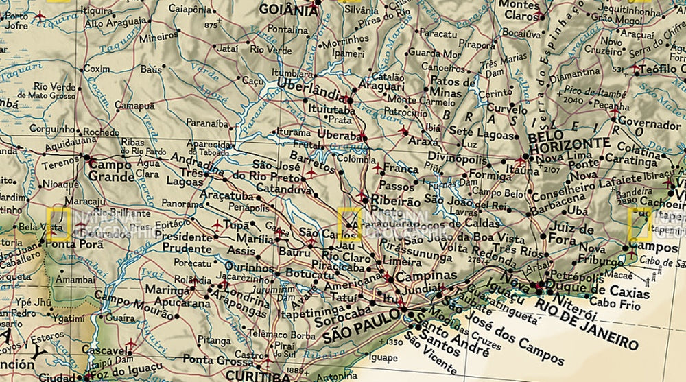 South America Wall Map - Executive Style by National Geographic - Map Detail