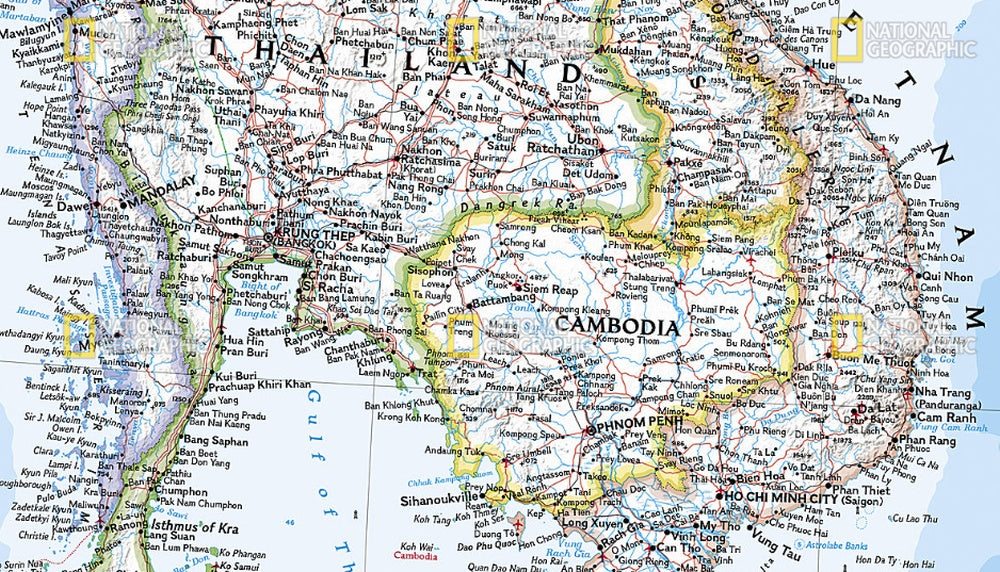 Southeast Asia Wall Map by National Geographic - Map Detail