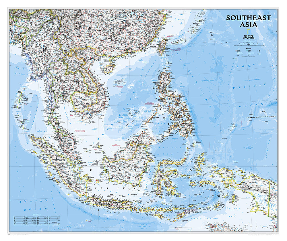 Southeast Asia Wall Map by National Geographic