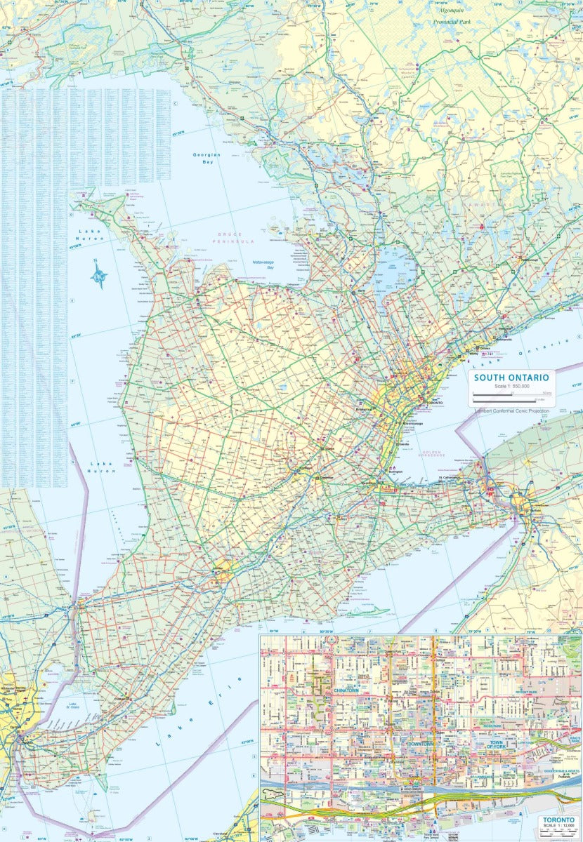Southern Ontario Travel & Reference Map by ITMB - Map Detail (Toronto Inset)