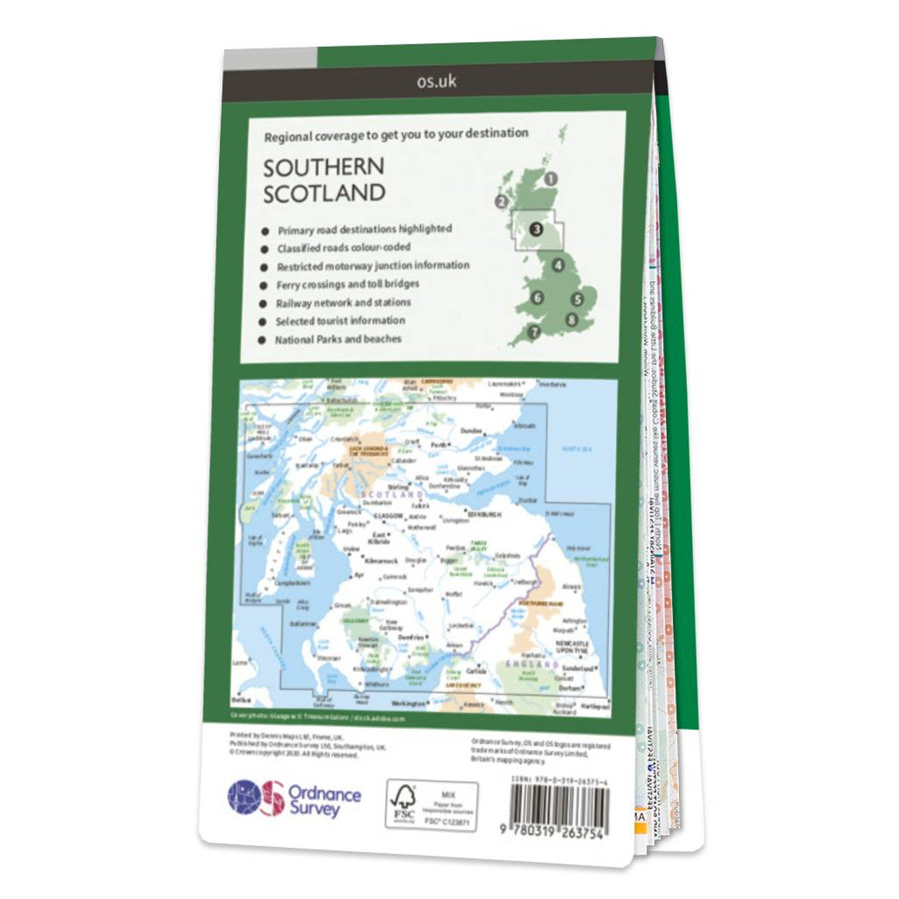Southern Scotland Road & Reference Map by Ordnance Survey - Back Cover