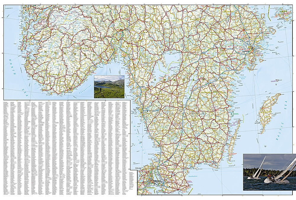 Southern Sweden & Norway Adventure Travel Map by National Geographic - Map Detail