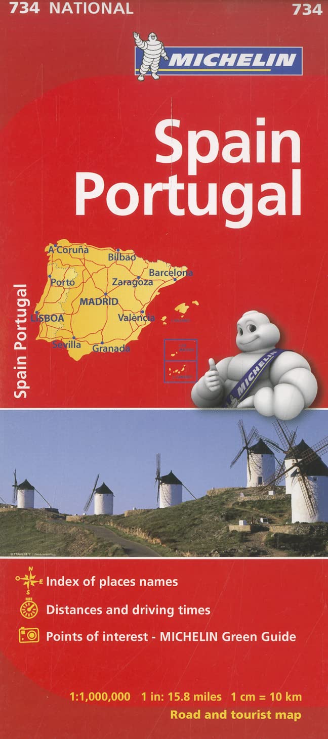 Spain & Portugal Road & Tourist Map #734 by Michelin - Cover